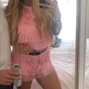 Pink fringe romper